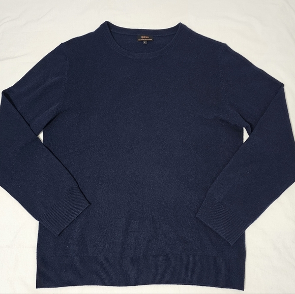 Quince 100% Mongolian Cashmere Crewneck Sweater Navy Blue Size L Luxury Minimali - Picture 2 of 6